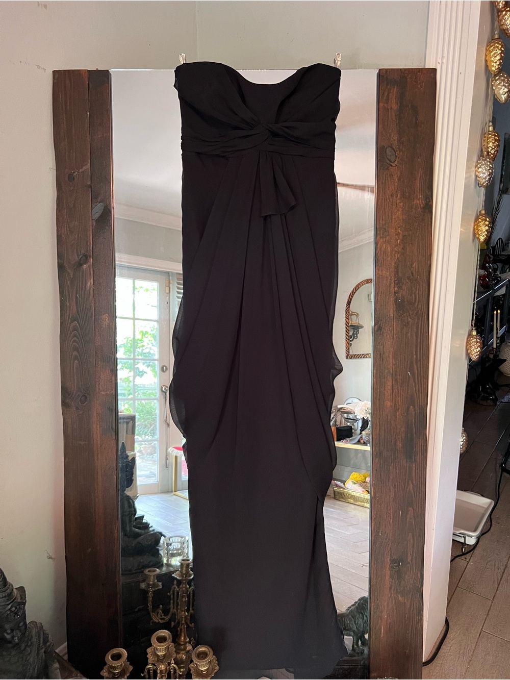 White by Vera Wang Strapless Black Draped Gown read description